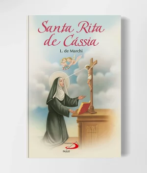 Capa do livro "Santa Rita de Cássia" de Luís de Marchi, publicado pela Editora Paulus, destacando a vida e virtudes da santa.